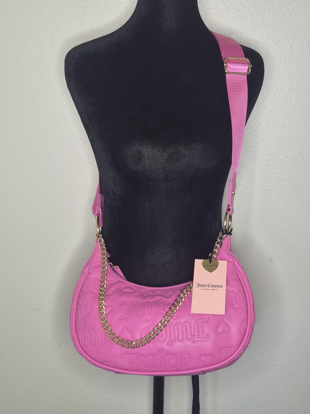 Juicy Couture Pink Quilted Shoulder Bag with Chain Strap